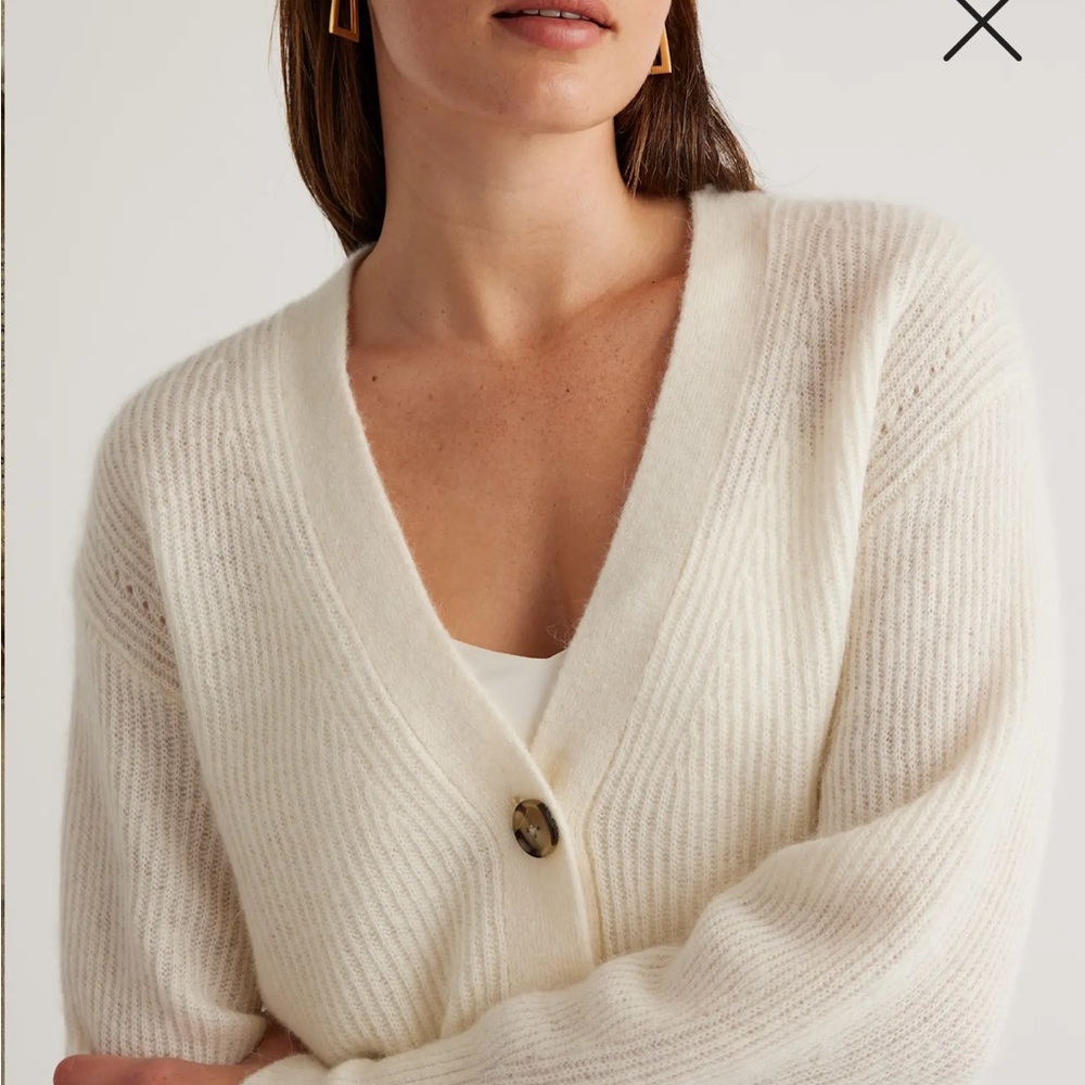 Quince Cream Button-Up Cardigan